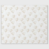 White Cream Heart Balloons Verjaardag Cadeaupapier (Vlak)