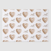 White Cream Heart Gingerbread Cookie Kerstmis Tissuepapier (Voorkant)