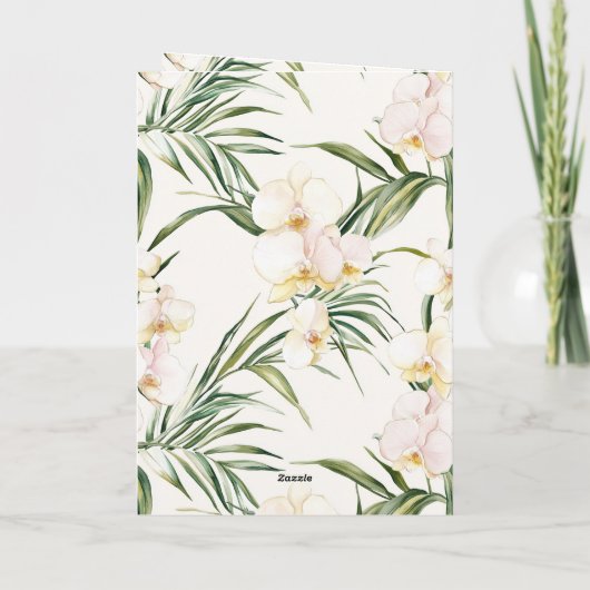 White Cream Orchids bruiloft Kaart (Achterkant)