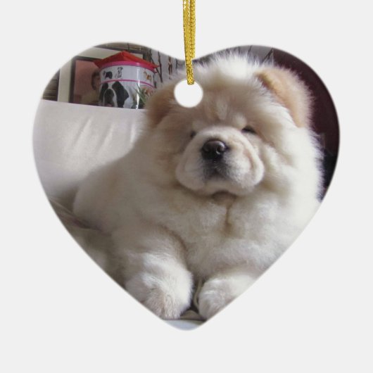 White Cream Puff Chow Chow Puppy Keramisch Ornament (Voorkant)