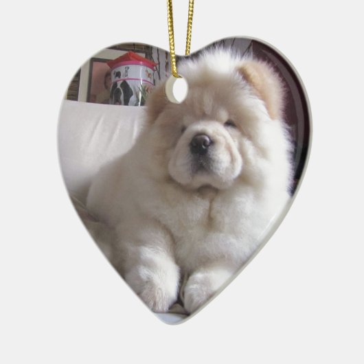 White Cream Puff Chow Chow Puppy Keramisch Ornament (Links)