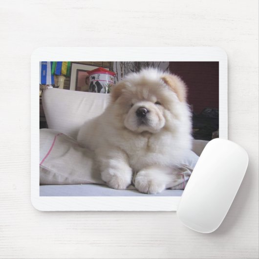 White Cream Puff Chow Chow Puppy Muismat (Met muis)