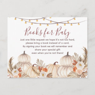White Cream pumpkin Floral books for baby Uitnodiging Briefkaart