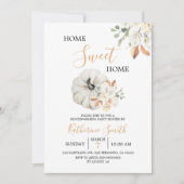 White Cream Pumpkin Floral Housewarming Party Kaart (Voorkant)