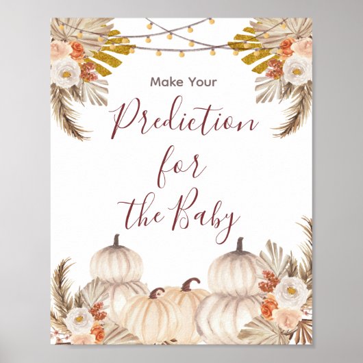 White Cream Pumpkin Floral Predictions for baby Poster (Voorkant)