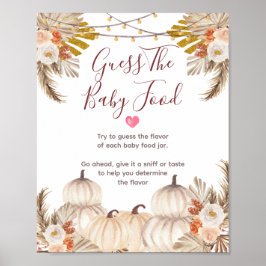 White Cream Pumpkin Floral Raad de Baby Pos Poster