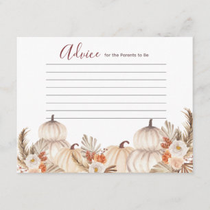 White Cream Pumpkin Rustic Floral Advice Kaart