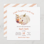 White Cream Pumpkin Rustic Floral Baby shower Kaart (Voorkant / Achterkant)