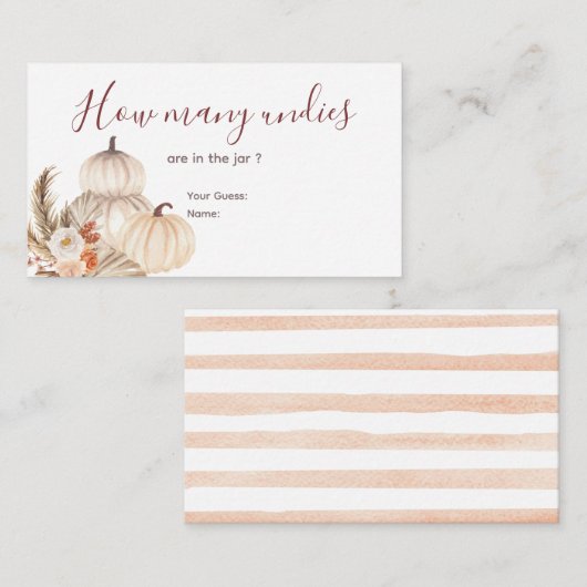 White Cream Pumpkin Rustic Floral Hoeveel eenheden Informatiekaartje (Voorkant / Achterkant)