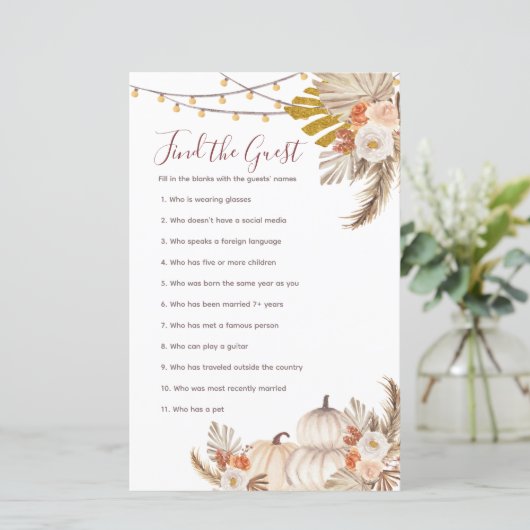 White Cream Pumpkin Rustic Zoek het gastspel (Staand voorkant)