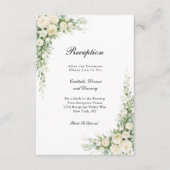 White Cream Roses Floral Wedding Reception  Informatiekaartje (Voorkant)