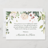 White Cream Rozen Hydrangea bruiloft Dank u Bedankkaart (Achterkant)