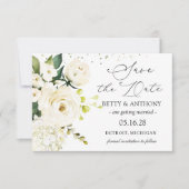 White Cream Rozen Hydrangea Wedding Save the Date (Voorkant)