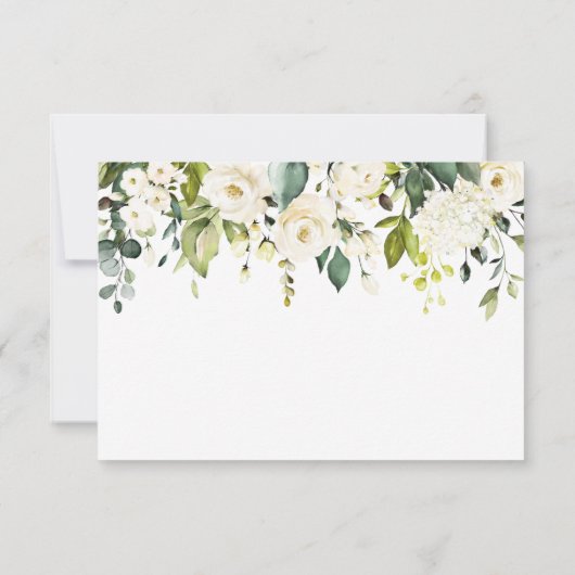 White Cream Rozen Hydrangea Wedding Save the Date (Achterkant)