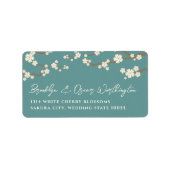 White Cream Sakura Cherry Blossom Asian Wedding Etiket (Voorkant)