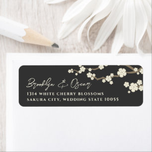 White Cream Sakura Cherry Blossom Asian Wedding Etiket