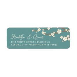 White Cream Sakura Cherry Blossom Asian Wedding Etiket