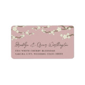 White Cream Sakura Cherry Blossom Asian Wedding Etiket (Voorkant)