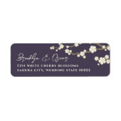 White Cream Sakura Cherry Blossom Asian Wedding Etiket (Voorkant)