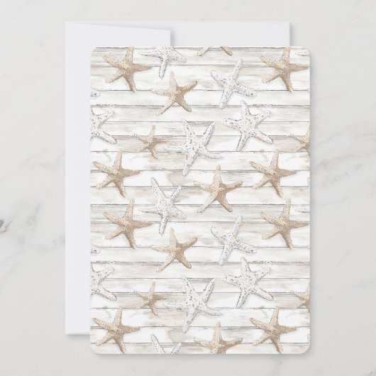 White Cream Starfish Beach bruiloft Kaart (Achterkant)