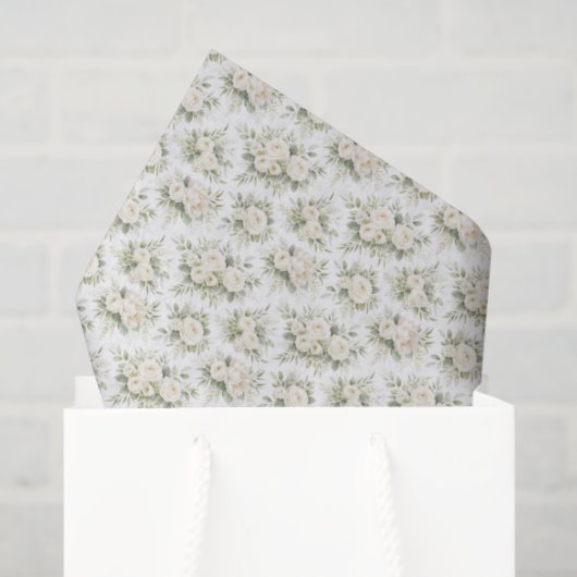White Cream Watercolor Florals Wedding Bridal  Tissuepapier (Cadeauzakje)