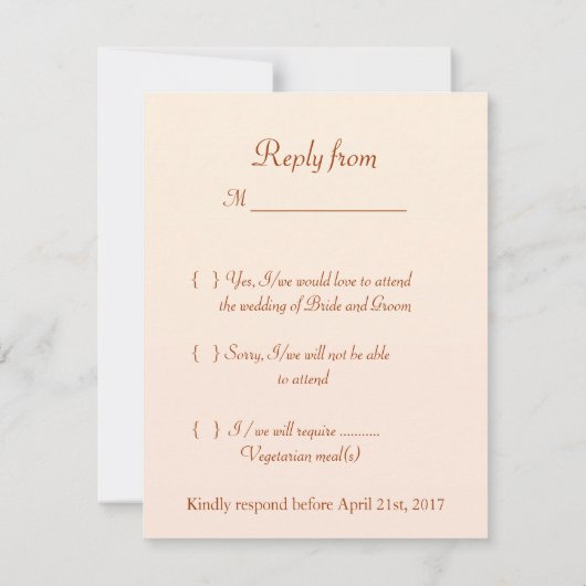 White - crème Orchids Uitnodiging antwoord. RSVP (Achterkant)