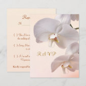 White - crème Orchids Uitnodiging antwoord. RSVP (Voorkant / Achterkant)
