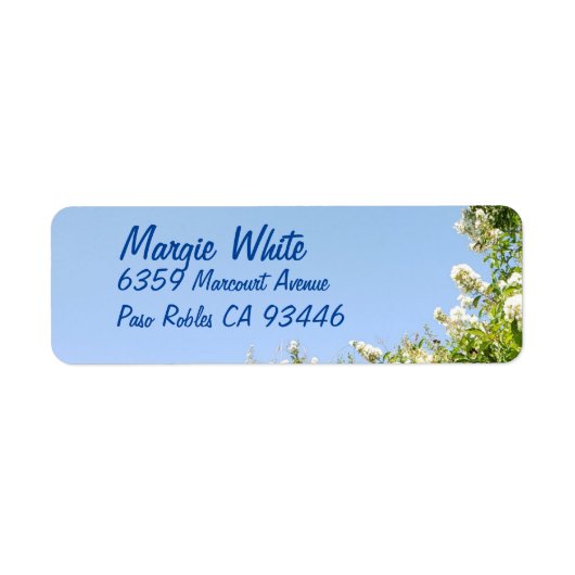 White Crepe Myrtle Flowers in Bloom Label (Voorkant)