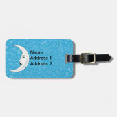 White crescent Moon Elegant Face White Open Stars Bagagelabel (Voorkant horizontaal)