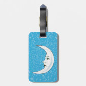 White crescent Moon Elegant Face White Open Stars Bagagelabel (Achterkant verticaal)