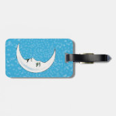 White crescent Moon Elegant Face White Open Stars Bagagelabel (Achterkant horizontaal)