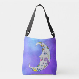 White Crescent Moon Fancy kleurrijke markeringen i Crossbody Tas