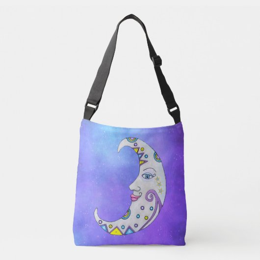 White Crescent Moon Fancy kleurrijke markeringen i Crossbody Tas (Voorkant)