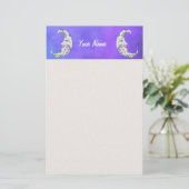 White Crescent Moons Decorations Sterren op Paarse Briefpapier (Staand voorkant)