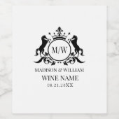 White Crest cirkel en 2 paarden, badge koninklijke Wijn Etiket (Enkel label)