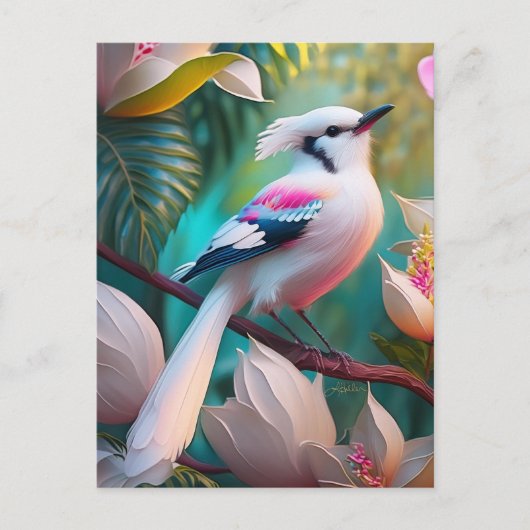 White Crested Blush Chested Fantasy Bird Briefkaart (Voorkant)