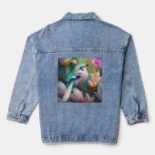 White Crested Blush Chested Fantasy Bird Denim Jacket (Achterkant)
