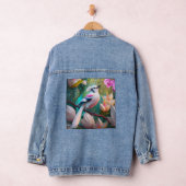 White Crested Blush Chested Fantasy Bird Denim Jacket (Hangar)
