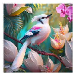 White Crested Blush Chested Fantasy Bird Foto Afdruk