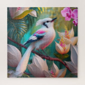 White Crested Blush Chested Fantasy Bird Legpuzzel (Verticaal)