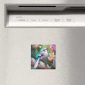 White Crested Blush Chested Fantasy Bird Magneet (Insitu (Vaatwasser))