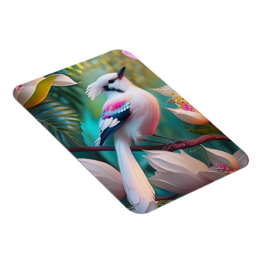 White Crested Blush Chested Fantasy Bird Magneet (Rechterzijde)