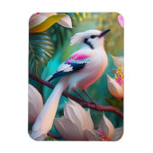 White Crested Blush Chested Fantasy Bird Magneet (Verticaal)