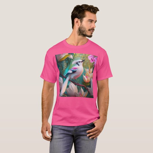 White Crested Blush Chested Fantasy Bird T-shirt (Voorkant volledig)