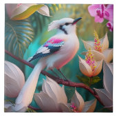 White Crested Blush Chested Fantasy Bird Tegeltje (Voorkant)