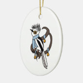 White-crested helmetshrike keramisch ornament (Links)