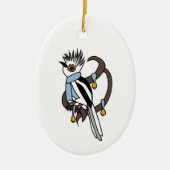 White-crested helmetshrike keramisch ornament (Voorkant)
