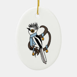 White-crested helmetshrike keramisch ornament
