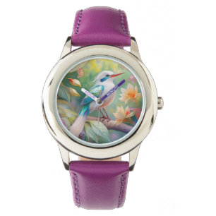 White Crested Iridescent Blauwgroen Wing Fantasy B Horloge