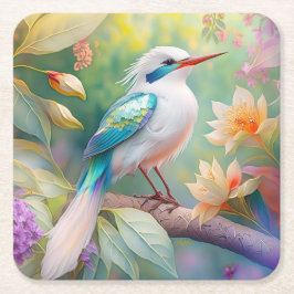 White Crested Iridescent Blauwgroen Wing Fantasy B Kartonnen Onderzetters